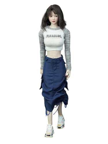 1/6 Skala Weibliche Kleidung, Weibliche Drawstring Casual Rock Hoch Taillierte Arbeit Kleid Kleidung für 12inch Action Figur (Blau) von Fremego