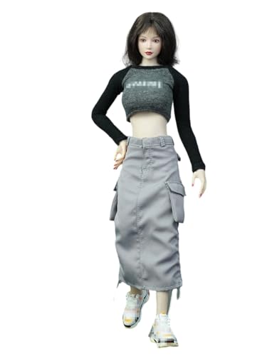 1/6 Skala Weibliche Kleidung, Weibliche Drawstring Casual Rock Hoch Taillierte Arbeit Kleid Kleidung für 12inch Action Figur (Grau) von Fremego