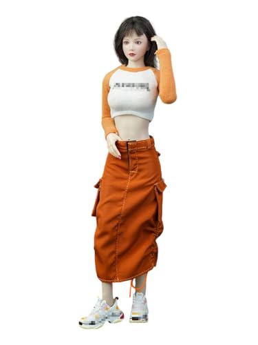 1/6 Skala Weibliche Kleidung, Weibliche Drawstring Casual Rock Hoch Taillierte Arbeit Kleid Kleidung für 12inch Action Figur (Orange) von Fremego