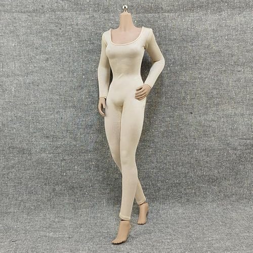 1/6 Skala Weibliche Kleidung, Weibliche Enge Bodysuit Kleidung Langärmliges Unterteil Mantel Jumpsuit Kostüm Outfit Kleidung für 12inch PH TBL JO Action Figur Körper (Aprikose) von Fremego