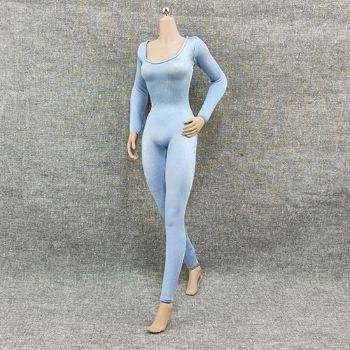 1/6 Skala Weibliche Kleidung, Weibliche Enge Bodysuit Kleidung Langärmliges Unterteil Mantel Jumpsuit Kostüm Outfit Kleidung für 12inch PH TBL JO Action Figur Körper (Blau) von Fremego