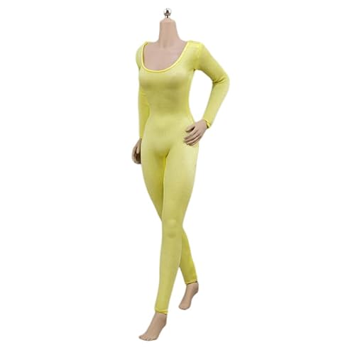 1/6 Skala Weibliche Kleidung, Weibliche Enge Bodysuit Kleidung Langärmliges Unterteil Mantel Jumpsuit Kostüm Outfit Kleidung für 12inch PH TBL JO Action Figur Körper (Gelb) von Fremego