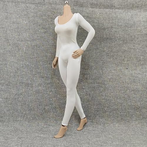 1/6 Skala Weibliche Kleidung, Weibliche Enge Bodysuit Kleidung Langärmliges Unterteil Mantel Jumpsuit Kostüm Outfit Kleidung für 12inch PH TBL JO Action Figur Körper (Weiß) von Fremego