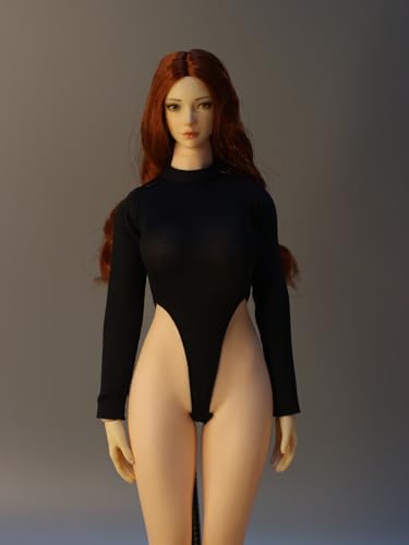 1/6 Skala Weibliche Kleidung, Weibliche Hohe Gabel Badeanzug Rückenfreie Bademode Langärmlig Jumpsuit Bodysuit Kleidung für 12inch Action Figur Körper (Grau) von Fremego