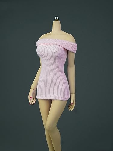 1/6 Skala Weibliche Kleidung, Weibliche Off Schulter Kleid Pullover Kurzer Rock Kostüm Outfit Kleidung für 12inch PH TBL JO Action Figur Körper (Rosa) von Fremego