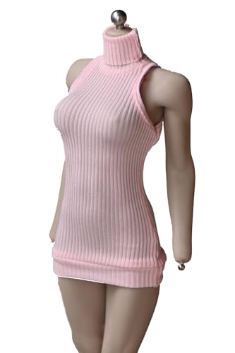 1/6 Skala Weibliche Kleidung, Weibliche Stretch Tight Armellose Pullover Hohe Kragen Bottoming Shirt Kleidung für 12inch PH TBL JO Action Figur Körper (Rosa) von Fremego