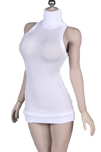 1/6 Skala Weibliche Kleidung, Weibliche Stretch Tight Armellose Pullover Hohe Kragen Bottoming Shirt Kleidung für 12inch PH TBL JO Action Figur Körper (Weiße Farbe) von Fremego