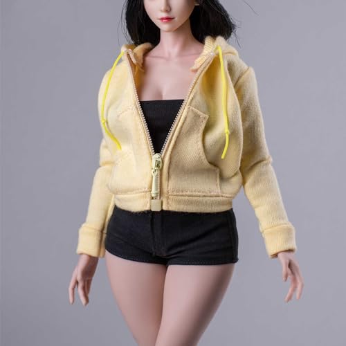 1/6 Skala Weibliche Kleidung, Weibliche Zipper Hoodie Mantel Top Kleidung für 12inch PH TBL JO Worldbox Action Figur (Gelb) von Fremego