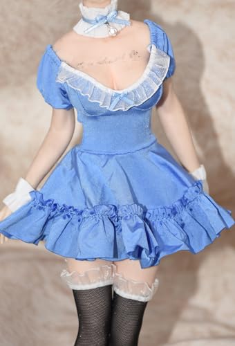 1/6 Skala Weibliche Kleidung, Weibliches Kleid Schürze Kopfschmuck Hohe Socken Dienstmädchen Kleidung für 12inch PH TBL JO Action Figur Körper (Blau) von Fremego