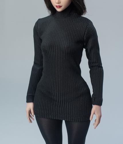 1/6 Skala Weibliche Kleidung,Weiblich Stretch Tight Turtleneck Pullover Bottoming Shirt Strümpfe Kleidung für 12inch PH TBL JO Action Figur Körper (Schwarz) von Fremego