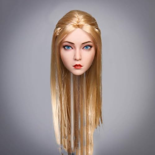 1/6 Skala Weibliche Kopf Skulptur,Asiatisches Mädchen Rose Kopf Geschnitzt Weiblich Suntan Haut Kopf Modell für 12inch PH TBL JO Action Figur (Blondes Haar mit blauen Augen) von Fremego