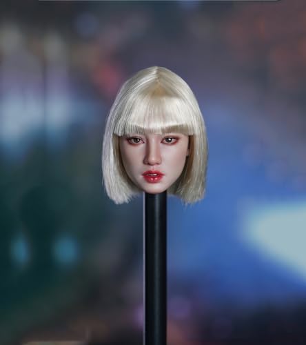 1/6 Skala Weiblichen Kopf Sculpt, Asiatisches Mädchen Suntan Haut Kopf Geschnitzt für 12inch weiblich PH TBL JO Action Figur Körper Sammlung (Blondes kurzes Haar) von Fremego