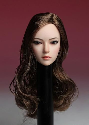 1/6 Skala Weiblicher Kopf Sculpt,Asiatisches Mädchen Gepflanzt Haar Kopf Geschnitzt Head Sculpt für 12inch Weiblich Action Figur Körper (Locken Haar) von Fremego