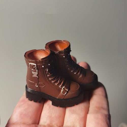 1/6 Skala weibliche Schuhe, weibliche Punk-Motorrad-Stiefel Genietet Kurze Stiefel Solide Schuhe Modell Zubehör für 12inch PH TBL JO Action Figur Körper (Braun) von Fremego