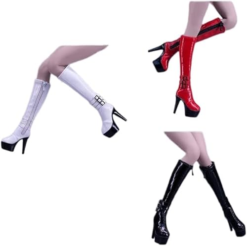 1/6 Weibliche Action Figur Schuhe, Weibliche Lange Stiefel Hohle Stiefel Schuhe Modell Accessoire für 12inch PH TBL JO Action Figur Körper (Rot, 22XG94) von Fremego