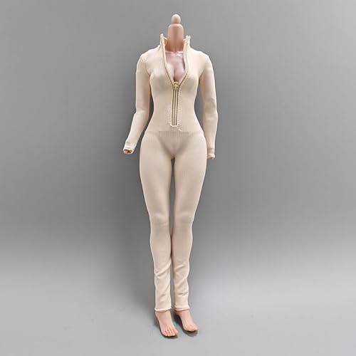 1/6 Weibliche Kleidung, Weibliche Enger Stretch-Bodysuit Zipper Jumpsuit Kleidung für 12inch PH TBL JO Nahtlose Action Figur Körper (Haut) von Fremego