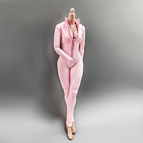 1/6 Weibliche Kleidung, Weibliche Enger Stretch-Bodysuit Zipper Jumpsuit Kleidung für 12inch PH TBL JO Nahtlose Action Figur Körper (Rosa) von Fremego