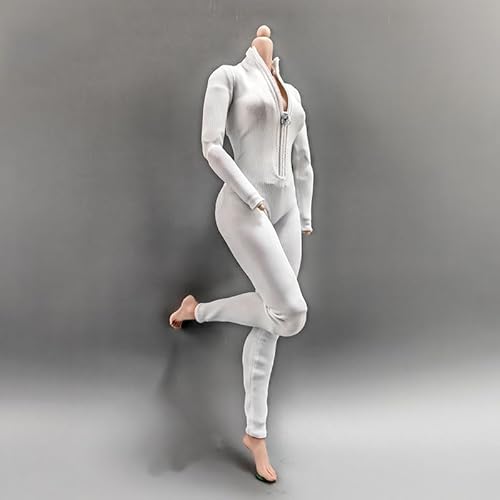 1/6 Weibliche Kleidung, Weibliche Enger Stretch-Bodysuit Zipper Jumpsuit Kleidung für 12inch PH TBL JO Nahtlose Action Figur Körper (Weiß) von Fremego