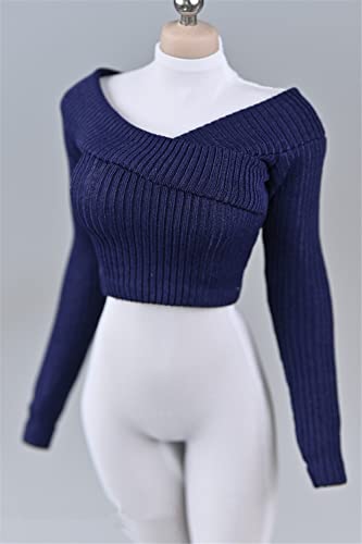 1/6 Weibliche Kleidung, Weibliche Pullover Tops Breiten Kragen Pullover Shirt Kostüm Kleidung für 12inch PH TBL JO Weibliche Action Figur (Dunkelblau) von Fremego