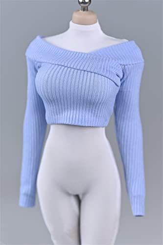 1/6 Weibliche Kleidung, Weibliche Pullover Tops Breiten Kragen Pullover Shirt Kostüm Kleidung für 12inch PH TBL JO Weibliche Action Figur (Hellblau) von Fremego