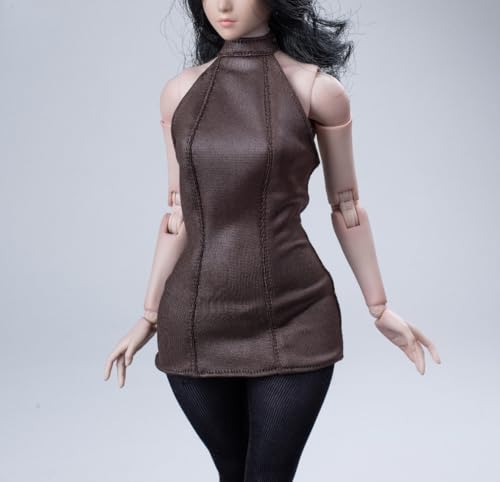 1/6 Weibliche Kleidung, Weibliches Rückenfreies Kleid Armellos Langer Rock und Strümpfe Kleidungssatz für 12inch PH TBL Worldbox Action Figur (Braun) von Fremego