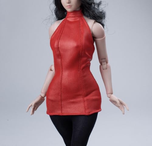 1/6 Weibliche Kleidung, Weibliches Rückenfreies Kleid Armellos Langer Rock und Strümpfe Kleidungssatz für 12inch PH TBL Worldbox Action Figur (Rot) von Fremego