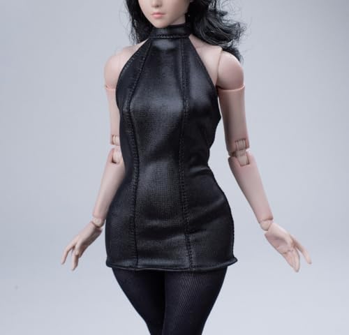 1/6 Weibliche Kleidung, Weibliches Rückenfreies Kleid Armellos Langer Rock und Strümpfe Kleidungssatz für 12inch PH TBL Worldbox Action Figur (Schwarz) von Fremego