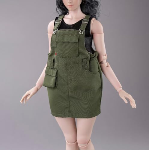 1/6 Weibliche Kleidung,Weibliche Riemen Kleid Rock Arbeitskleidung Rock mit Unterwäsche Kleidung für 12inch PH TBL JO Action Figur (Grünes Kleid+Schwarze Unterwäsche) von Fremego