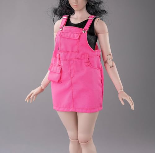 1/6 Weibliche Kleidung,Weibliche Riemen Kleid Rock Arbeitskleidung Rock mit Unterwäsche Kleidung für 12inch PH TBL JO Action Figur (Rosa Kleid+Schwarze Unterwäsche) von Fremego