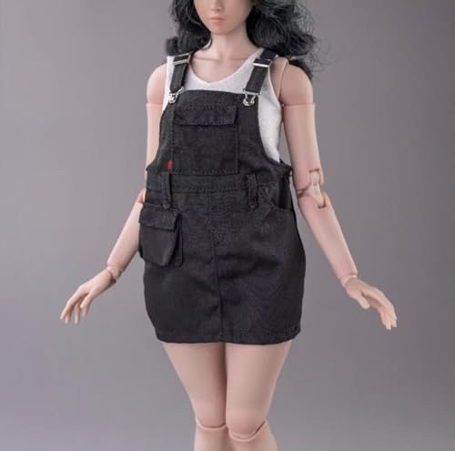 1/6 Weibliche Kleidung,Weibliche Riemen Kleid Rock Arbeitskleidung Rock mit Unterwäsche Kleidung für 12inch PH TBL JO Action Figur (Schwarzes Kleid+weiße Unterwäsche) von Fremego