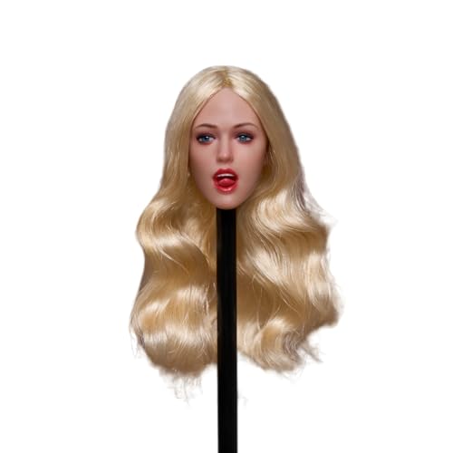 1/6 Weiblichen Kopf Sculpt, Schönheit Europäischen Mädchen Bewegliche Augen Ausdruck Kopf Geschnitzt mit 3pcs Austauschbare Zungen für 12inch Weiblich PH TBL JO Action Figur Körper (Blond) von Fremego