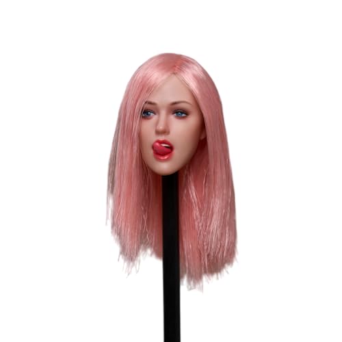 1/6 Weiblichen Kopf Sculpt, Schönheit Europäischen Mädchen Bewegliche Augen Ausdruck Kopf Geschnitzt mit 3pcs Austauschbare Zungen für 12inch Weiblich PH TBL JO Action Figur Körper (Rosa) von Fremego