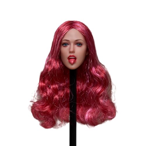 1/6 Weiblichen Kopf Sculpt, Schönheit Europäischen Mädchen Bewegliche Augen Ausdruck Kopf Geschnitzt mit 3pcs Austauschbare Zungen für 12inch Weiblich PH TBL JO Action Figur Körper (Rot) von Fremego