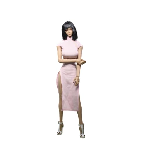 Fremego 1/6 Skala Weibliche Kleidung Cheongsam Neue Chinesische Art Kleid Langer Rock Kleidung für 12inch Actionfigur (Rosa) von Fremego