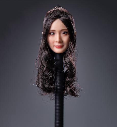 Fremego 1/6 Skala Weiblichen Kopf Sculpt Schönheit Asiatischen Mädchen Gepflanzt Haar Kopf Carving für 12inch PH TBL JO Action Figur Sammlung (Brauner hoher Pferdeschwanz) von Fremego