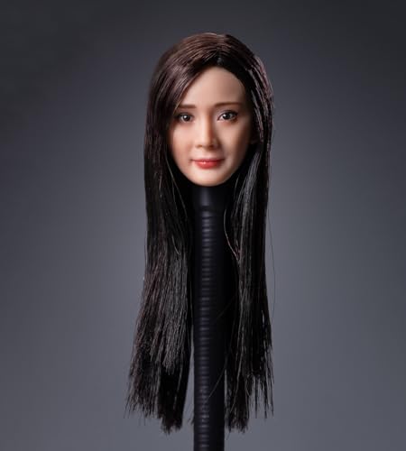 Fremego 1/6 Skala Weiblichen Kopf Sculpt Schönheit Asiatischen Mädchen Gepflanzt Haar Kopf Carving für 12inch PH TBL JO Action Figur Sammlung (Braunes glattes Haar) von Fremego