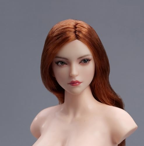 Fremego 1/6 Skala Weiblichen Kopf Sculpt Schönheit Asiatisches Mädchen Blasse Haut Kopf Carving mit Beweglichen Augen für 12inch PH TBL JO Action Figur Körper (Orange Locken Haare) von Fremego