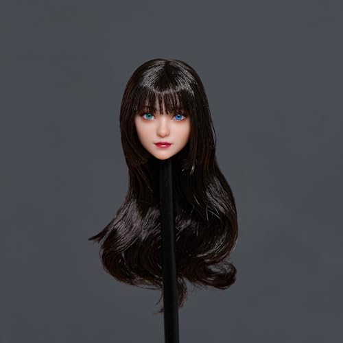 Fremego 1/6 Skala Weiblicher Kopf Sculpt Asiatisches Mädchen Bewegliche Augen Kopf Geschnitzt Eine Blaue Eine Grüne Augen Kopf Modell für 12inch PH TBL JO Action Figur Körper (Braunes Pony Haar) von Fremego