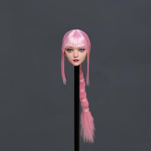 Fremego 1/6 Skala Weiblicher Kopf Sculpt Asiatisches Mädchen Bewegliche Augen Kopf Geschnitzt Eine Blaue Eine Grüne Augen Kopf Modell für 12inch PH TBL JO Action Figur Körper (Rosa Haare) von Fremego