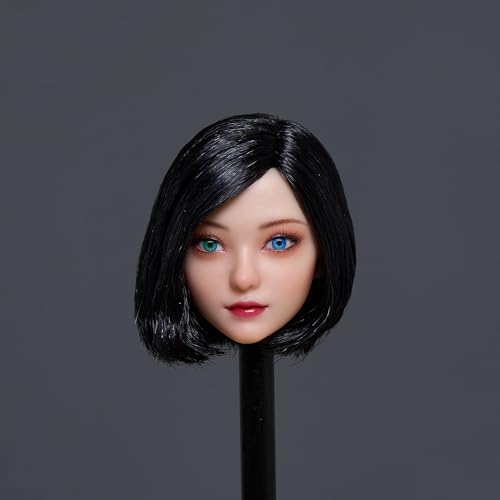 Fremego 1/6 Skala Weiblicher Kopf Sculpt Asiatisches Mädchen Bewegliche Augen Kopf Geschnitzt Eine Blaue Eine Grüne Augen Kopf Modell für 12inch PH TBL JO Action Figur Körper (Schwarzes kurzes Haar) von Fremego