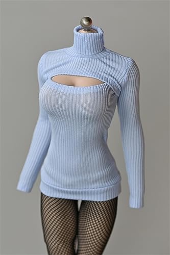 Fremego 1/6 Weibliche Kleidung, Weibliche Stretch Tight Open Chest Pullover Hochgeschlossenes Unterhemd Kleidung für 12inch PH TBL JO Actionfigur Körper (Blau) von Fremego