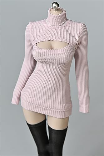 Fremego 1/6 Weibliche Kleidung, Weibliche Stretch Tight Open Chest Pullover Hochgeschlossenes Unterhemd Kleidung für 12inch PH TBL JO Actionfigur Körper (Hellrosa) von Fremego