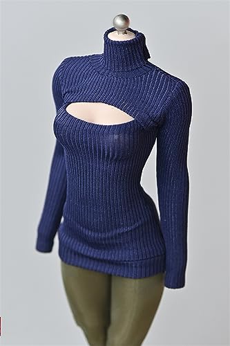 Fremego 1/6 Weibliche Kleidung, Weibliche Stretch Tight Open Chest Pullover Hochgeschlossenes Unterhemd Kleidung für 12inch PH TBL JO Actionfigur Körper (Marineblau) von Fremego