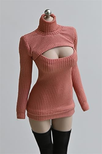 Fremego 1/6 Weibliche Kleidung, Weibliche Stretch Tight Open Chest Pullover Hochgeschlossenes Unterhemd Kleidung für 12inch PH TBL JO Actionfigur Körper (Rot) von Fremego