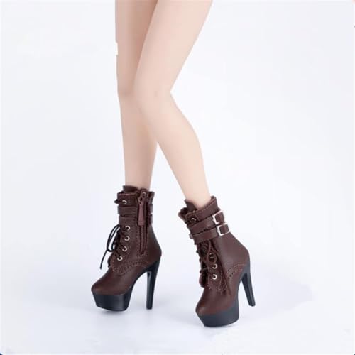 Fremego 1/6 Weibliche Schuhe, Weibliche Schwarze Hochhackige Stiefel Schuhe Modell Accessoire für 12inch PH TBL JO Action Figur Körper (Braun) von Fremego