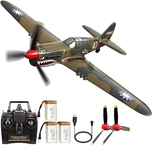 P-40 Fighter RC Flugzeug,2.4Ghz 4-CH Ferngesteuertes Flugzeug Starrflügelflugzeug Outdoor Spielzeug mit Xpilot Gyroskop-System RTF für Anfänger von Fremego