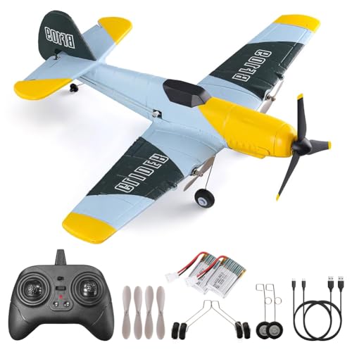 RC Flugzeug,2,4GHz 3 Kanal Ferngesteuertes Flugzeug mit 6-Achsen-Gyro-Stabilisator&2 Batterien BF-109 Kampf Flugzeug Spielzeug RTF für Kinder Erwachsene Anfänger von Fremego