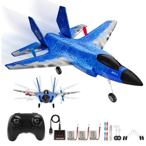 RC Flugzeug,2.4Ghz 2 Kanal F-35 Ferngesteuertes Flugzeug Kämpfer Flugzeug Modell Spielzeug mit Xpilot Gyroskop System für Anfänger Kinder Erwachsene (Blau) von Fremego