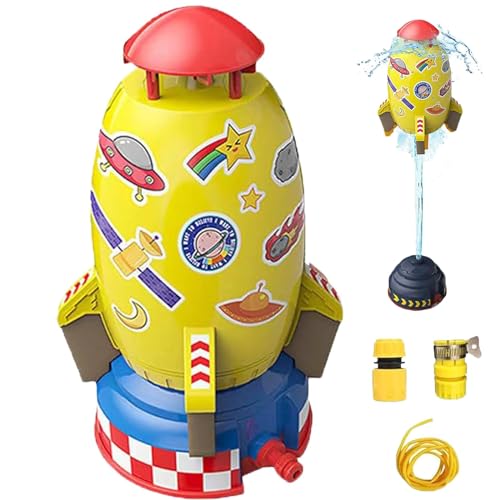 Archirocket – Archi-Raketenwerfer, Raketensprinkler-Spielzeug, Wasserspritzrakete, mit 2 Schnittstellen, 9,84 Fuß Wasserrohr, Raketensprinkler-Spielzeug, Wasserspiel im Freien (Gelb) von Frenaki