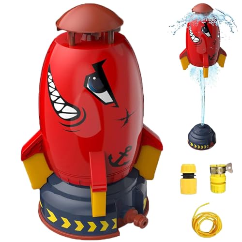 Archirocket – Archi-Raketenwerfer, Raketensprinkler-Spielzeug, Wasserspritzrakete, mit 2 Schnittstellen, 9,84 Fuß Wasserrohr, Raketensprinkler-Spielzeug, Wasserspiel im Freien (Rot) von Frenaki
